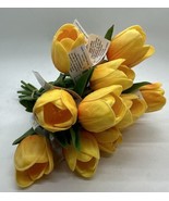 12 Artificial Tulips Flower &quot;Real Touch&quot; Stems w/ Flower &amp; 2 Leaves in Y... - €10,14 EUR