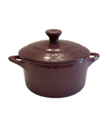 Pottery Casserole Purple Small Dish w/ Lid Studio Alice Delice Signed - £18.30 GBP