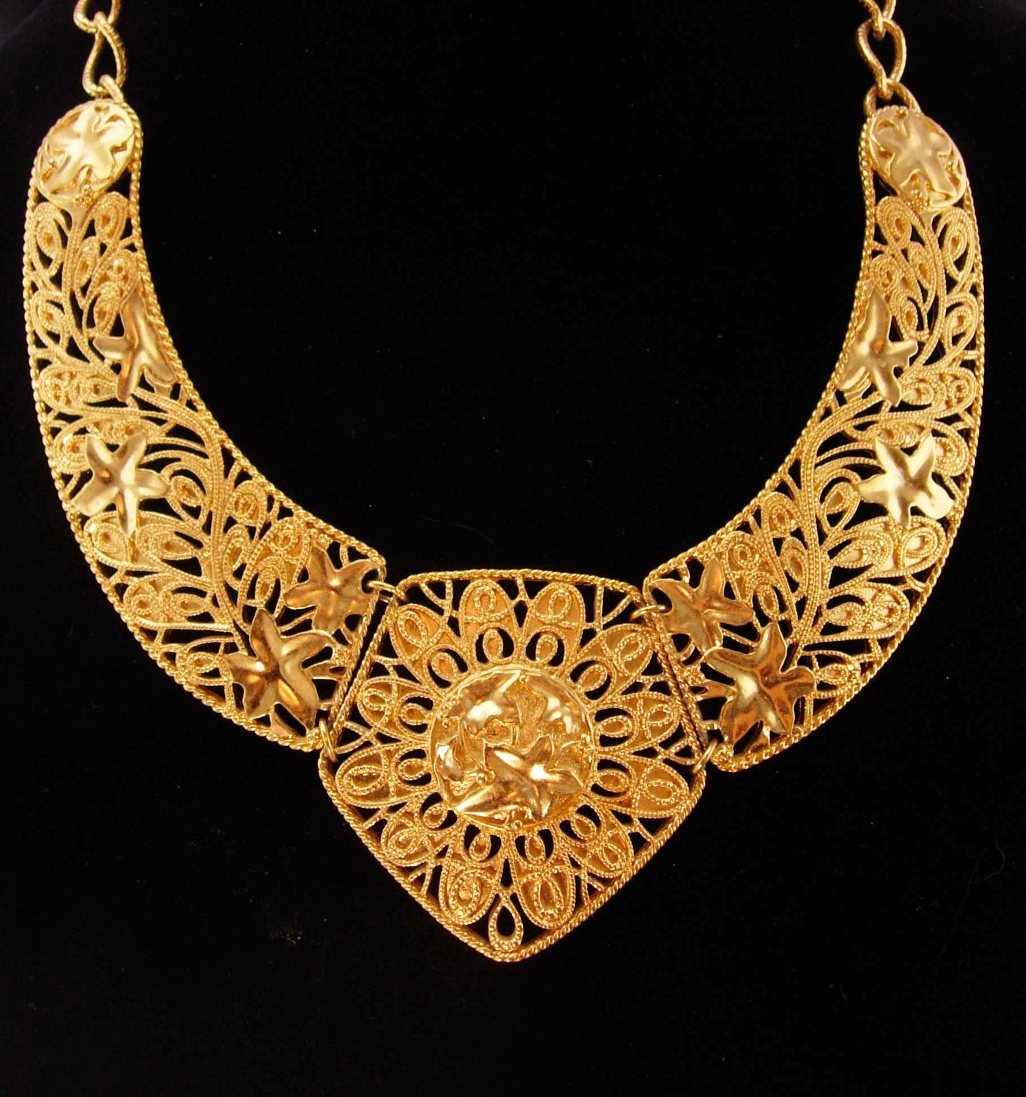 Primary image for Signed Mermaid necklace - golden starfish collar - Jose Barrera nautical goddess
