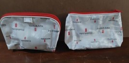 Elizabeth Arden Travel Case Make-Up Cosmetic Zippered Bag 2pc White Red - $16.70