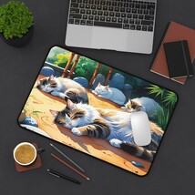 Relaxing Cat Desk Mat, Cozy Office Decor, Cat Lover Gift, Unique Pet Mou... - $28.05 CAD