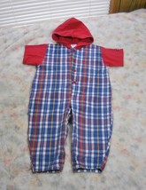 Vintage Osh Kosh B&#39;Gosh Plaid Jumpsuit Madras Hoodie -Tapered/Snapped baby 18 mo - $25.00