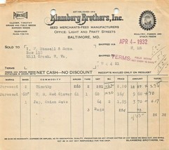 Baltimore Md ~Blamberg Brothers~ Cornell Marca Pollame &amp; Piccione ~1932 ... - $6.38