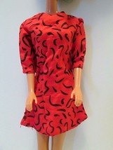 Vintage Maxie Doll REPLACEMENT Dress Red &amp; Black 1980s Untagged  - £9.50 GBP