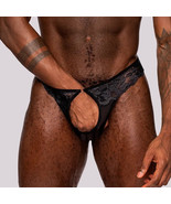 MALE POWER LACE OPEN RING THONG BLACK - $29.57 CAD