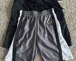 2 Pairs unlimited brooks boys size medium gym shorts Black Gray Pockets ... - $12.19