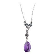 Avon Vintage Women&#39;s Jewelry Silver Purple Faceted  Y Necklace 2013 Bran... - $275.87 MXN