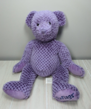 Six Flags Plush purple textured teddy bear sitting - $24.74