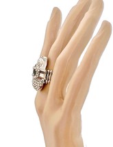 Skull Adjustable Statement Big Party Ring Clear Rhinestones Silver Tone - $17.10