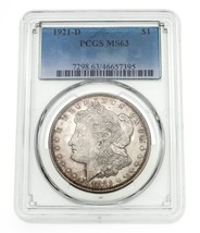 1921-D Silver Morgan Dollar Graded by PCGS as MS-63 - £184.78 GBP