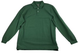 LL Bean Polo Mens Large Green Long Sleeve 2 Buttons Heavy Cotton Traditi... - £15.01 GBP