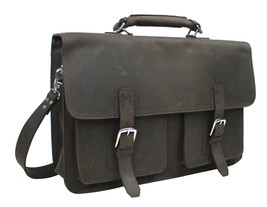 Vagarant Traveler 18 in. Extra Large Pro Leather Briefcase Laptop Bag LB01.DB - £243.36 GBP