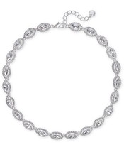 CHARTER CLUB SILVER TONE CRYSTAL LINK NECKLACE NWT - £17.35 GBP
