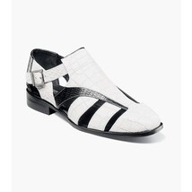 Stacy Adams Calandro City Summer Sandal Black And White 25695-111 image 12