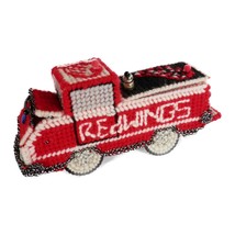 Vtg Handmade Plastic Needlepoint Canvas Red Wings Detroit Hockey Truck C... - $19.99