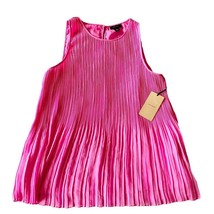 Halogen NWT Sleeveless Pleated Crinkle Blouse Top Pink Size Small MSRP $59 - $19.15