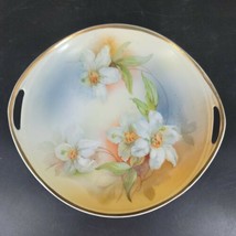 Antique 1920s CT Silesia Altwasser Germany Cake Plate Handpainted White ... - $17.49