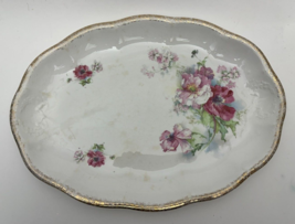 Antique Gold Medal St Louis Owen Minerva Platter Serving Dish Pink Flowers 14&quot; - £19.65 GBP
