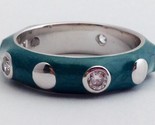 Lauren G Adams Stackable Rhodium Green Enamel Round CSs Ring, R-60509 Sz 6 - £23.08 GBP