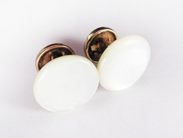 Quality Vintage Art Deco Mother Of Pearl Gold Filled Folding Cufflinks - $19.79