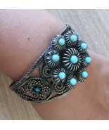 Vintage Armenian Soviet Cuff Filigree Turquoise Bracelet, Armenian Cuff ... - £129.07 GBP
