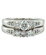 3/4ctw Diamond 14k White Gold Bridal Wedding Ring Set 8.1g Size 7 (SI1-2... - $3,209.50