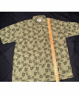 Columbia Mens M Floral Shirt Linen Cotton Blend Black Green Hawaiian Aloha - €8,41 EUR