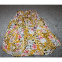 Womens Westport Size 1X Sleeveless Blouse shirt Top Yellow Floral Art Design - £11.69 GBP