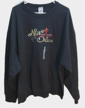 New Orleans French Quarter Jazz Blues Sewn Mardi Gras Black Sweatshirt 3... - £22.89 GBP