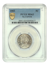 1883 5C PCGS MS63 (No CENTS) - $127.31