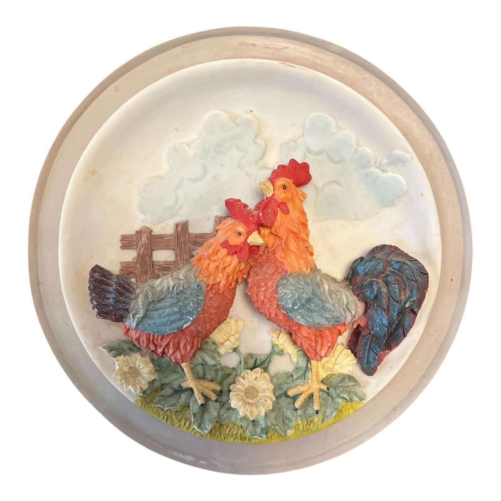Vintage 1980s 3D Rooster &amp; Hen Wall Plaque – Country Farmhouse Decor – 7... - $20.00