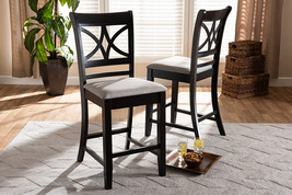 Lino Gray Fabric Espresso Brown 2Pc Counter Height Pub Chair Set - $193.00