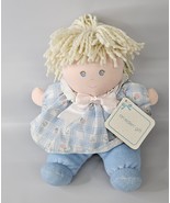 Eden Blue Plaid Dress Stuffed Plush 10” Blonde Ponytail Yarn Hair Girl D... - $94.71 CAD