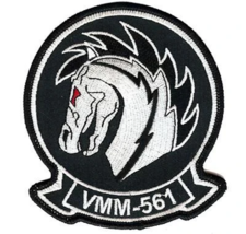 4&quot; Marine Corps VMM-561 Pale Horse Heli Black White Embroidered Jacket Patch - £23.17 GBP