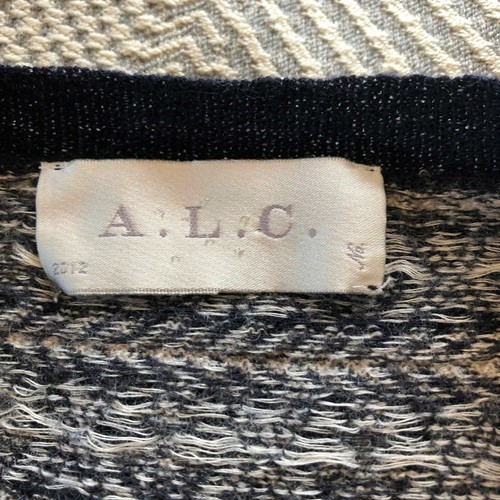 EUC A.L.C. Wool Jacquard Anchor Pattern Navy & White Long Sleeve Sweater SZ S/P Item image 7
