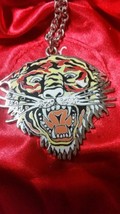 Ed hardy by Christian Audigier Double Sided Rhinestone Tiger Pendant Necklace  - £33.58 GBP