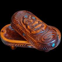 New Zealand Carving, Maori Wooden box, Carved Tiki, Tribal Wood  Crafted Chest - £145.13 GBP