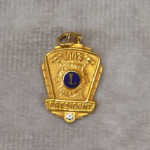 Lions Club President 100% Attendance 10K GF Gold Filled Pendant Charm  Diamond - £17.39 GBP