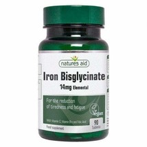 Iron Bisglycinate 90 tablets Natures Aid - $251.08 MXN