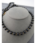 Monet Beaded Necklace on Chain Black Gold Tone  Spacer Beads 31&quot; Lobster... - $432.59 MXN