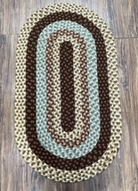 American Braided Rug 2x4 ft Oval Rug Multicolor Handwoven Vintage Small Carpet - £222.75 GBP