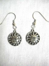 New Celestial Flaming Solar Sun Star Usa Cast Pewter Dangling Charm Earrings - £6.31 GBP