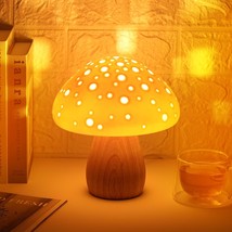 Mushroom Lamp Small Bedside Table Lamp, Pink Ceramics Mushroom Desk Lamp Unique  - $84.99