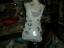 REMAIN Adorable Heather Gray Sequin Draped Tank Size S - £7.78 GBP