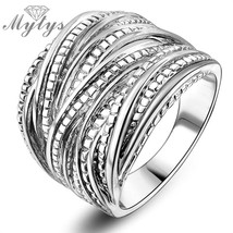Mytys  Fashion Chunky Wide Band Ring for Women Cross Over Design Statement Rings - £8.63 GBP