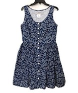 Esprit Vintage 1980’s Navy White Floral Batik Print Tank Style Dress Siz... - $49.97