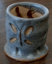 Hand Crafted Pottery Candle Holder, Butterfly Front, Moon and Star Bottom Design - £5.44 GBP