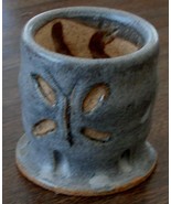 Hand Crafted Pottery Candle Holder, Butterfly Front, Moon and Star Botto... - £5.48 GBP