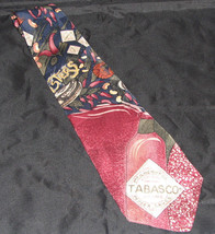 Mens Necktie Tabasco Sauce Oysters Novelty Silk - £7.77 GBP