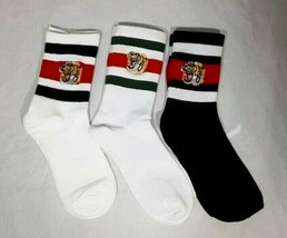  Tiger GG Embroidery Socks (ALL COLORS ) Stretch Cotton Socks 3 Pack Fast Shipp - £7.94 GBP
